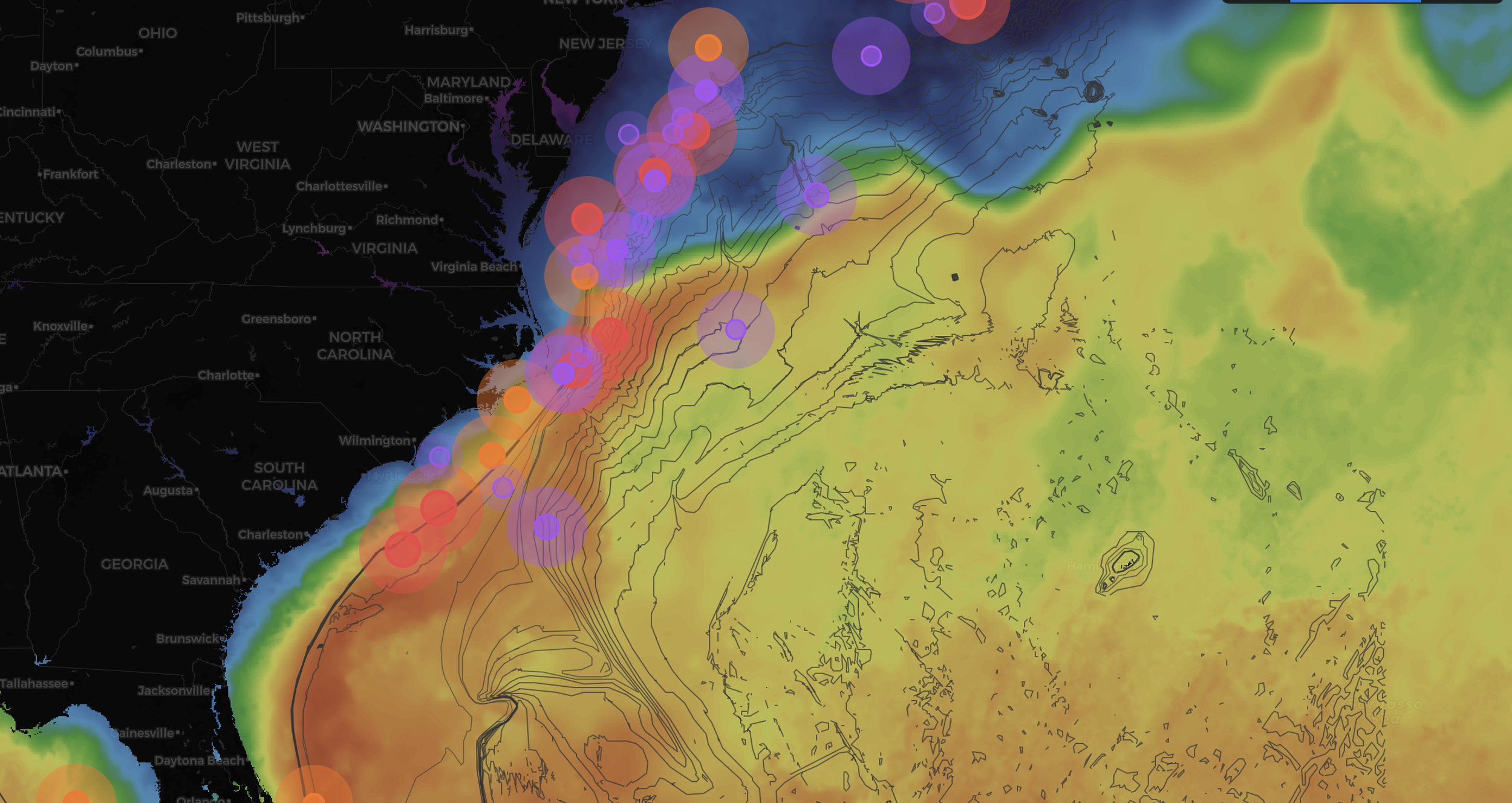 ABFI Offshore app interface showing SST analysis and offshore intelligence